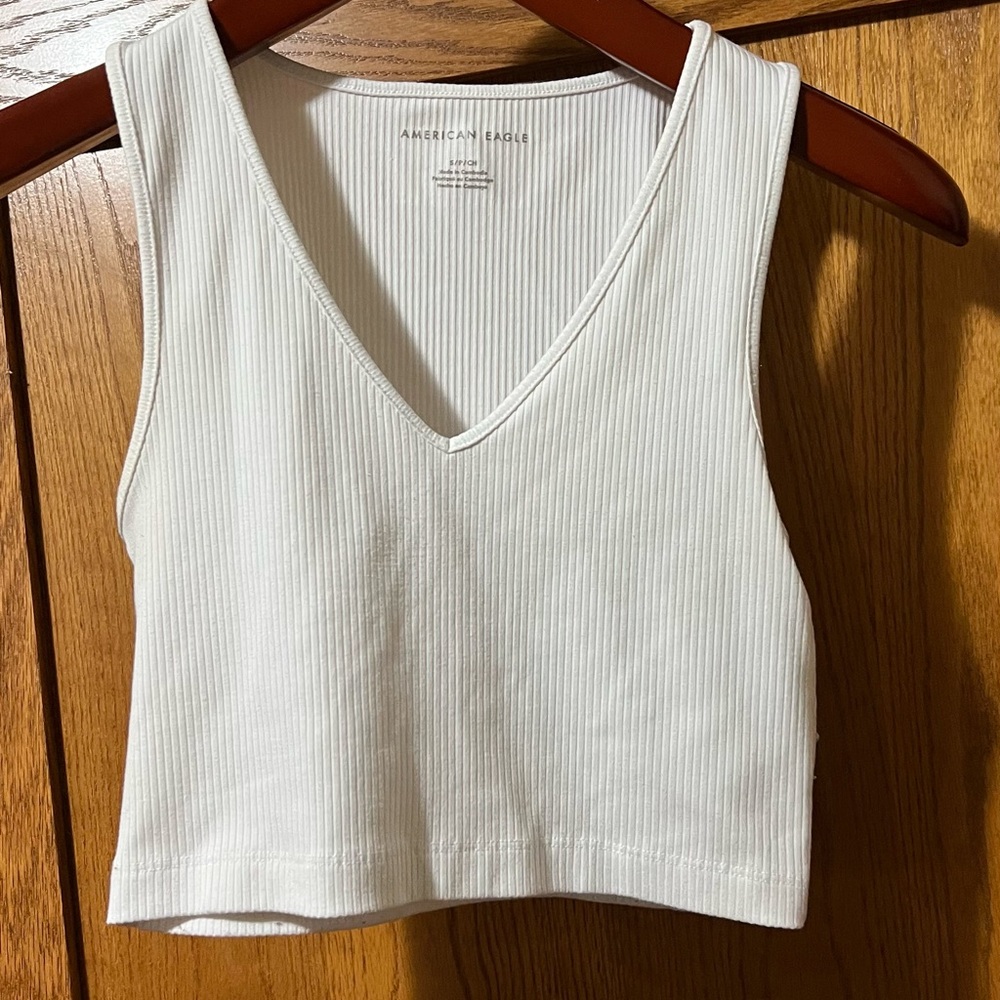 American Eagle Outfitters White Ribbed Tank Top